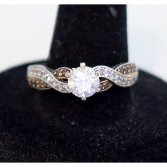 Size 9 1/2 Vintage Sterling Silver Gemstone Ring - A16 - Picture 1 of 4
